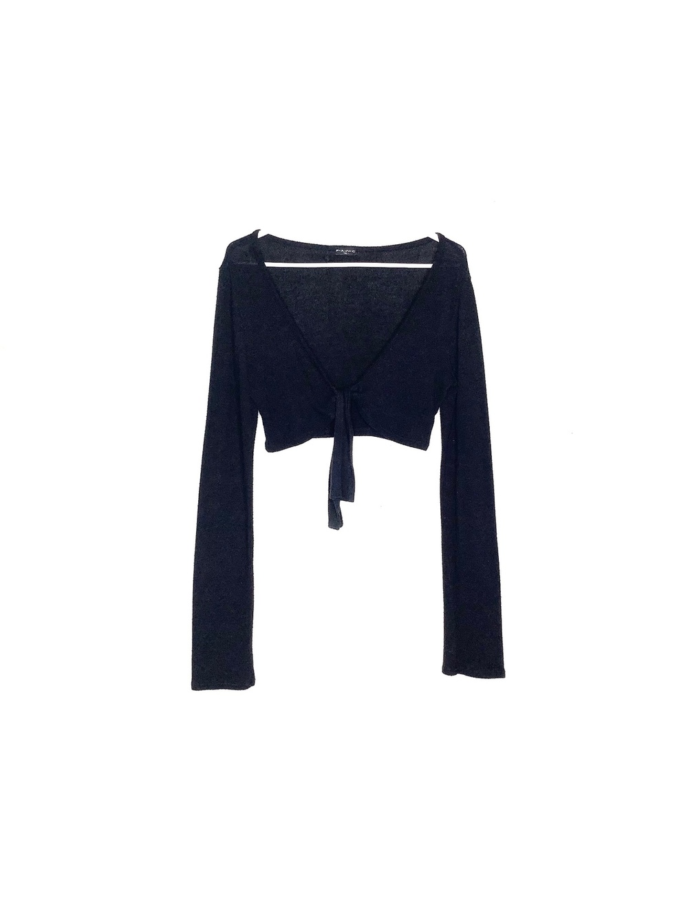 Vintage FANG Black Long Sleeve Cropped Tie-Front Cardigan Whimsigoth